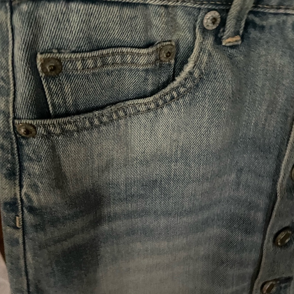 American Eagle Button Front Light Wash Jeans Skirt - image 3